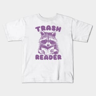 Trash Reader / Bookish Raccoon Shirt / Trash Reader Romance Goblincore Fan / Gift For Book Lover / Funny Trash Panda Kids T-Shirt